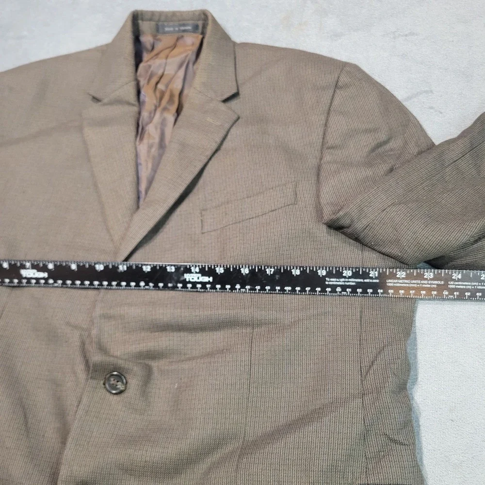 Chaps Blazer Mens 44R Brown Micro Check‎ Plaid 2 Button Sport Coat Professional
